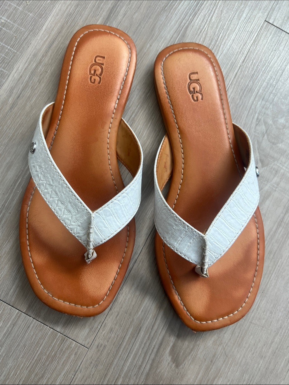 UGG Womens Tuolumne Sandals
Flip Flops Sz 7 White Leather Thong Comfort Summer - Picture 1 of 8